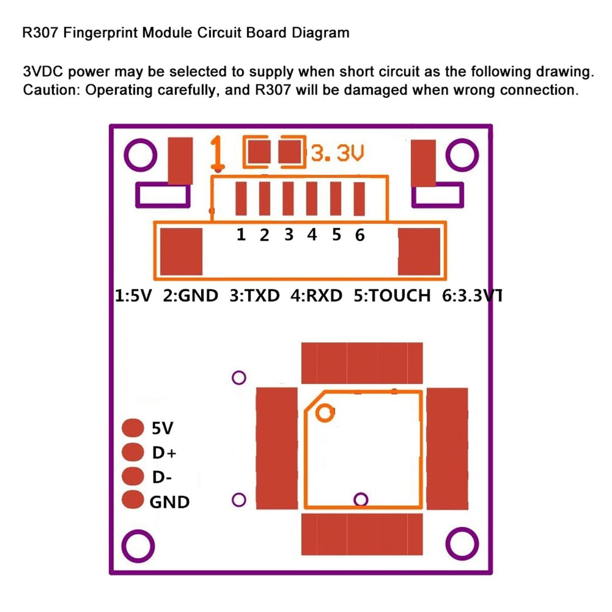 R307 Optical Fingerprint Module Sensor for Access Control Attendance with Low Power Consumption Good Image Processing