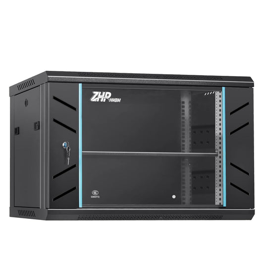 ZHPHMBM 6U Wall Mount IT Network Rack Cabinet - SPCC Cold-Rolled Steel with Vents for Heat Dissipation, Easy Assembly and Cable Routing 15 in Depth for AV and Network Equipment