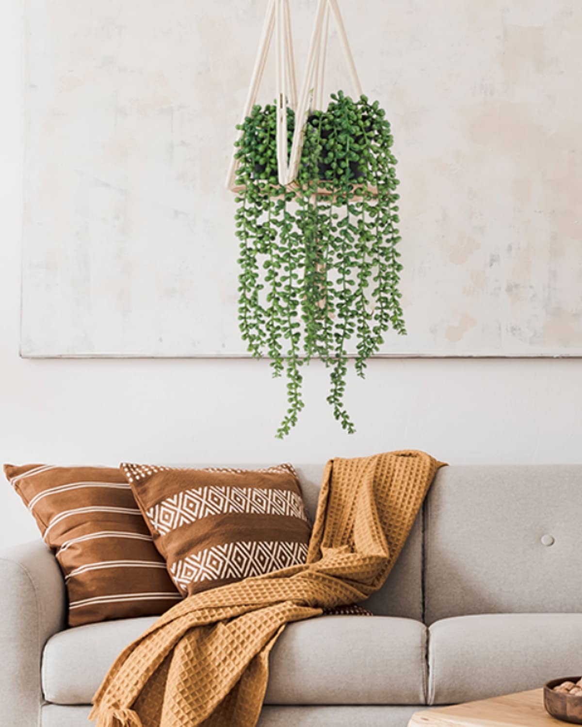 iToids 1 Pack Artificial Hanging Plants, Fake Potted Hanging String of Pearls Vine - Ideal for Home, Living Room, Office, Shelf, Farmhouse, Outdoor, Indoor Decor - Perfect Decor for All Seasons