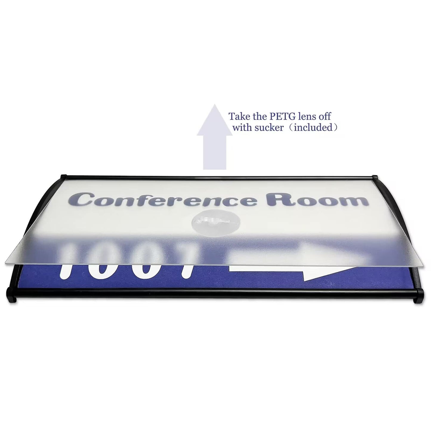 Set of 5 –Sturdy & Elegant Black Aluminum Wall Mount Name Plate Holder, Office Business Door Curved Sign Holder with Adhesive Tape, 8” X 4” - Plastic Film Included, Paper Inserts NOT Included