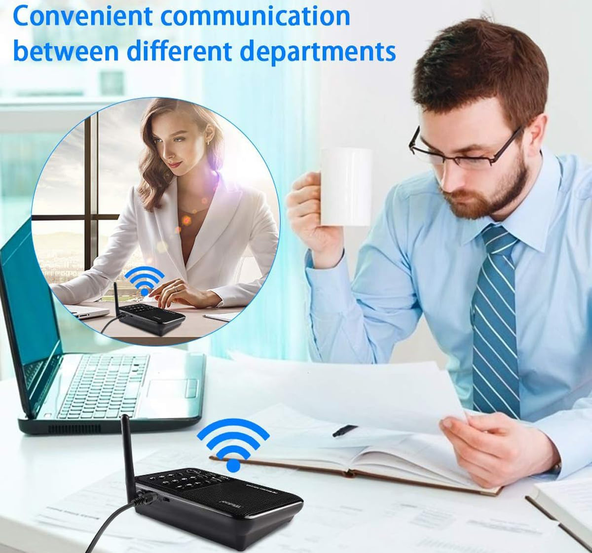 Wuloo Intercoms Wireless for Home 5280 Feet Range 10 Channel 3 Code, Wireless Intercom System for Home House Business Office, Room to Room Intercom, Home Communication System (6 Packs, Black)