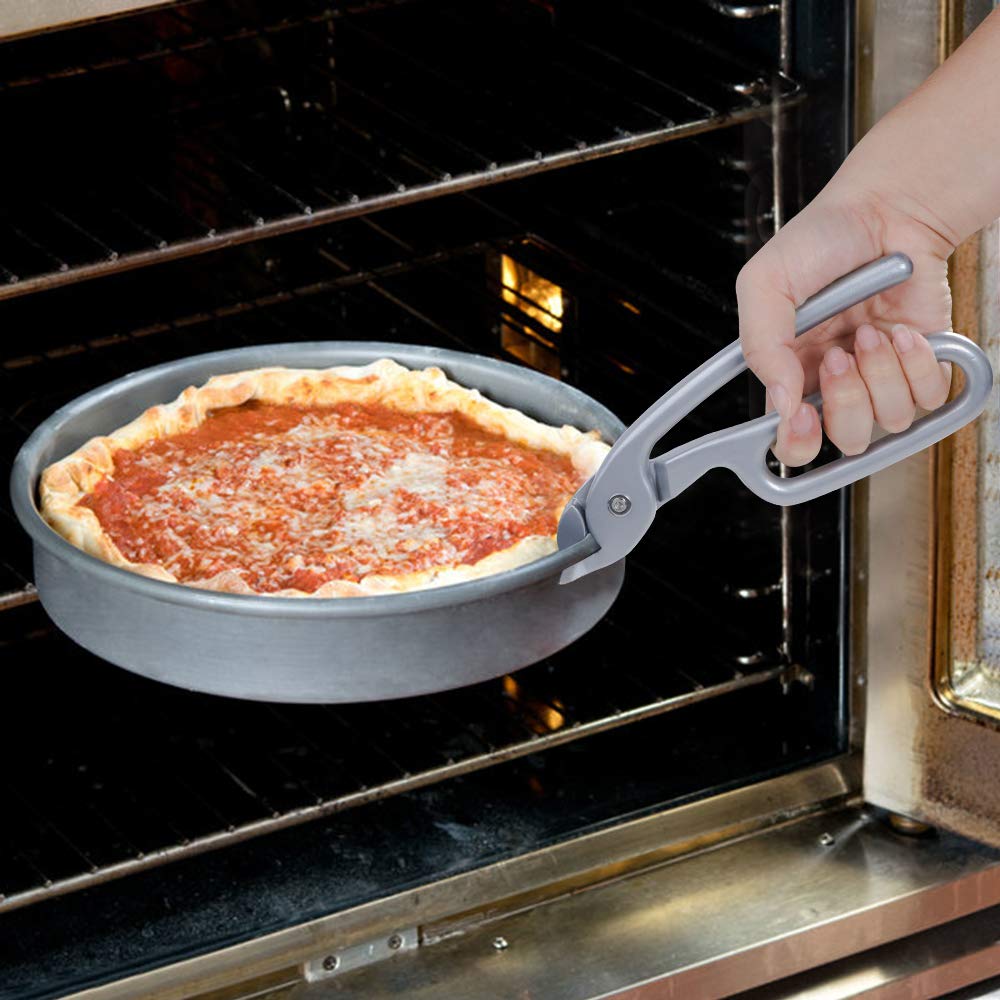SHANGPEIXUAN Pizza Pan Gripper for Deep Pizza Pans,Heavy Duty Cast Aluminum Pan Tongs,Great for Pulling Hot Pizza Pan out of the Microwave,Oven … …