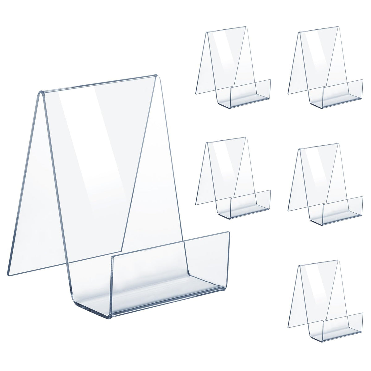 6 Pack Display Stand with Ledge, Acrylic Book Display Stand Tablet Holder Easel Holder for Displaying Pictures, Books, Albums, Music Sheets, Notebooks, Artworks, Cds, Small