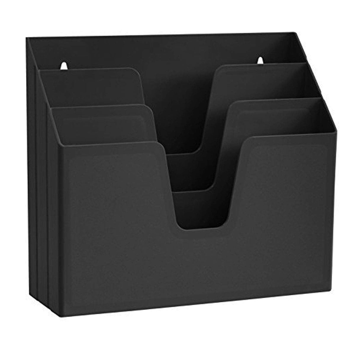 Acrimet Horizontal Triple File Folder Holder Organizer, Open Top Desktop Document Sorter for Letter Size Papers & Folders, Plastic (Black)