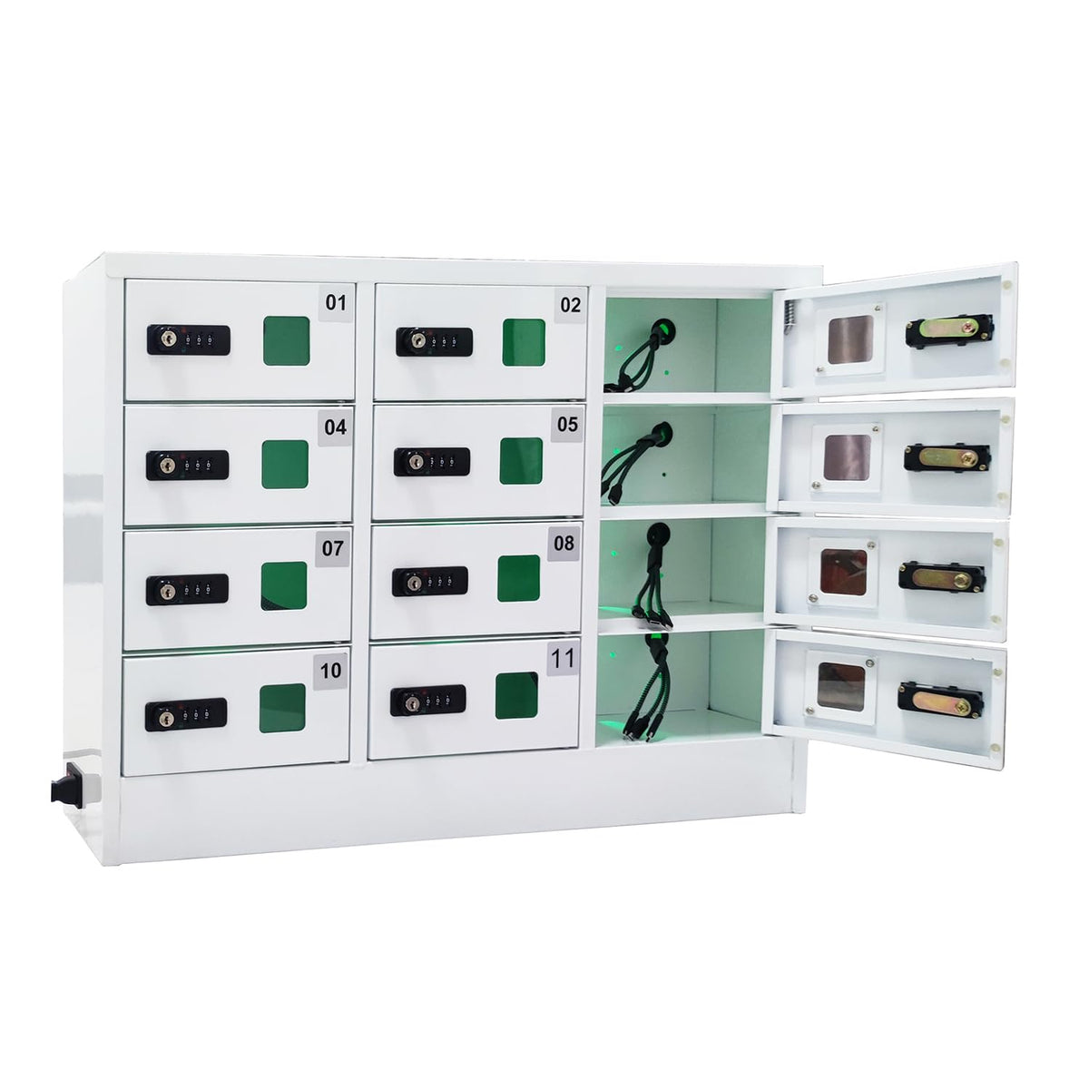 Bpatoimsx Safety and Convenience 12 - Compartment Cell Mobile Phone Charging Station Cabinet Locker with Combination Lock White - Ideal for Students and Employees