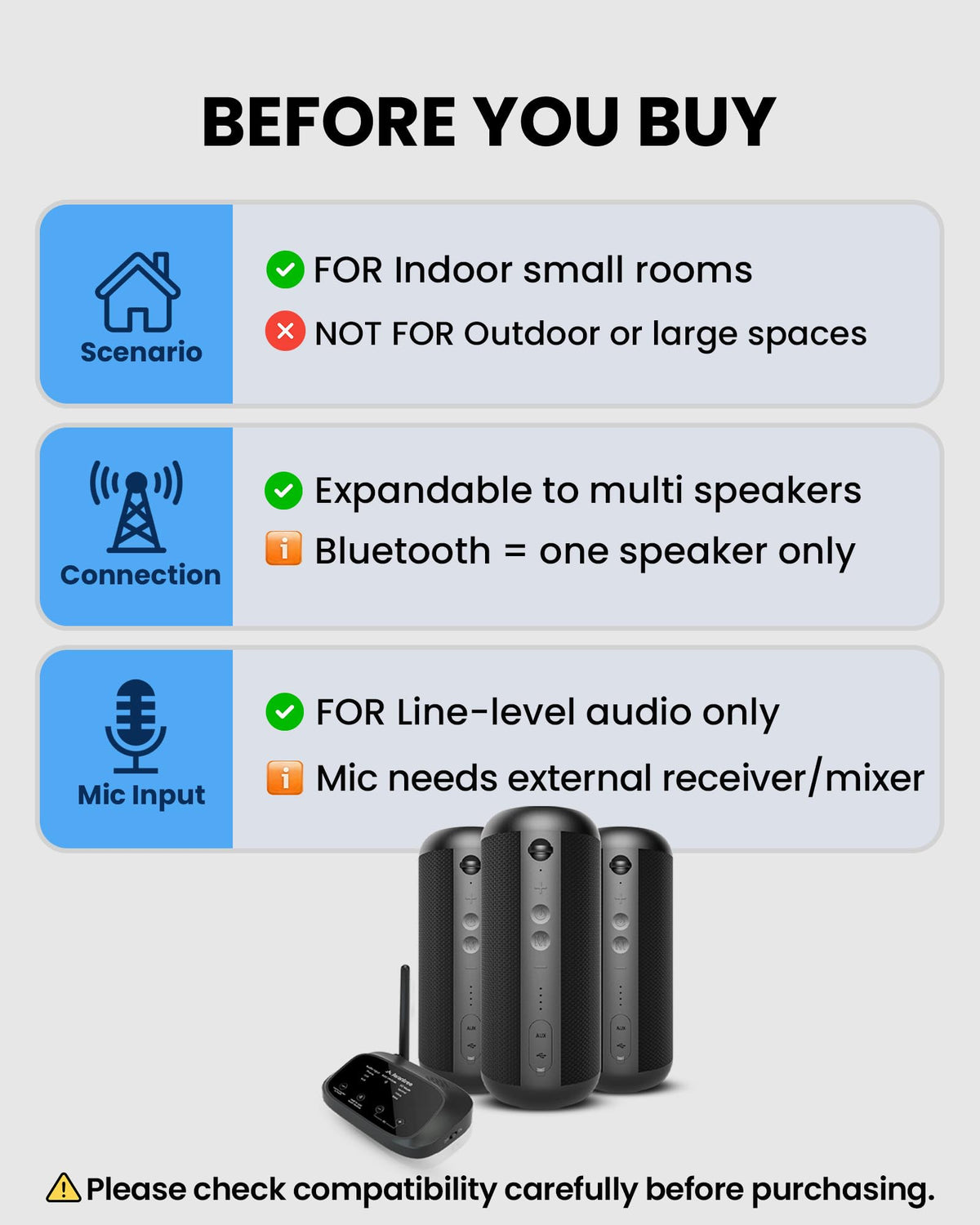 Avantree Harmony 2 – Multi-Room Wireless Speaker System with Bluetooth & Wired Inputs, Easy Setup, Expandable, 30ms Low-Latency Sync for Whole-Home, Meeting Rooms & Small Indoor Events