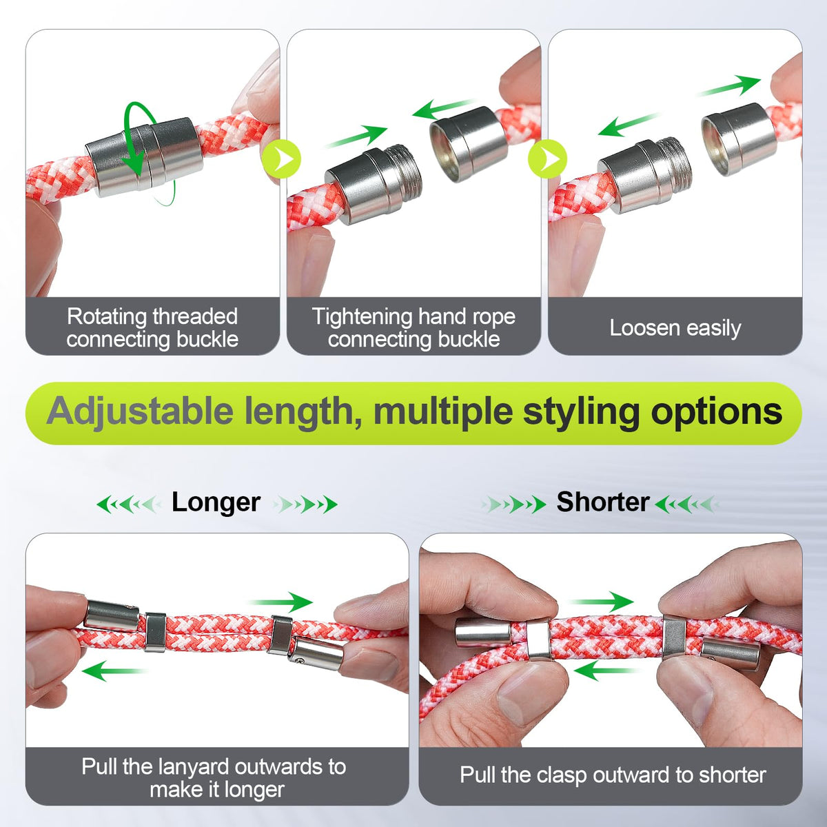 ZOYTONE Phone Lanyard & Phone Wrist Strap, 3 in 1 Adjustable Anti Theft Phone Strap for Cell Phone Lanyard, Convertible Crossbody Strap with Locking Knob for Travel Hiking Cycling Climbing (Pink)