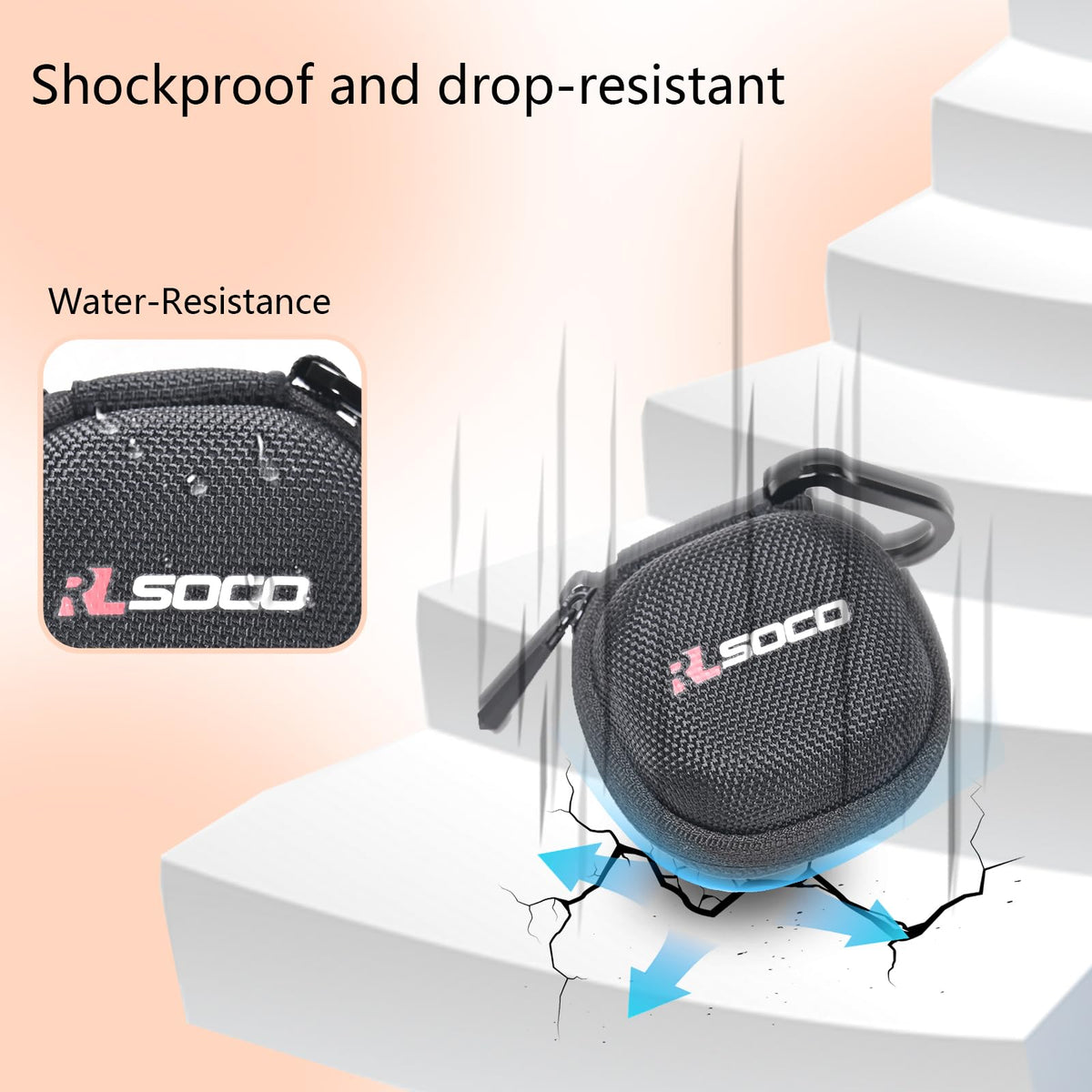 RLSOCO Hard Case for Huawei FreeBuds SE 2/SE 3 Wireless Earbuds - Black | Shockproof, Dustproof, Water-Resistant Storage Pouch, with Sturdy Metal Hook (Case Only)
