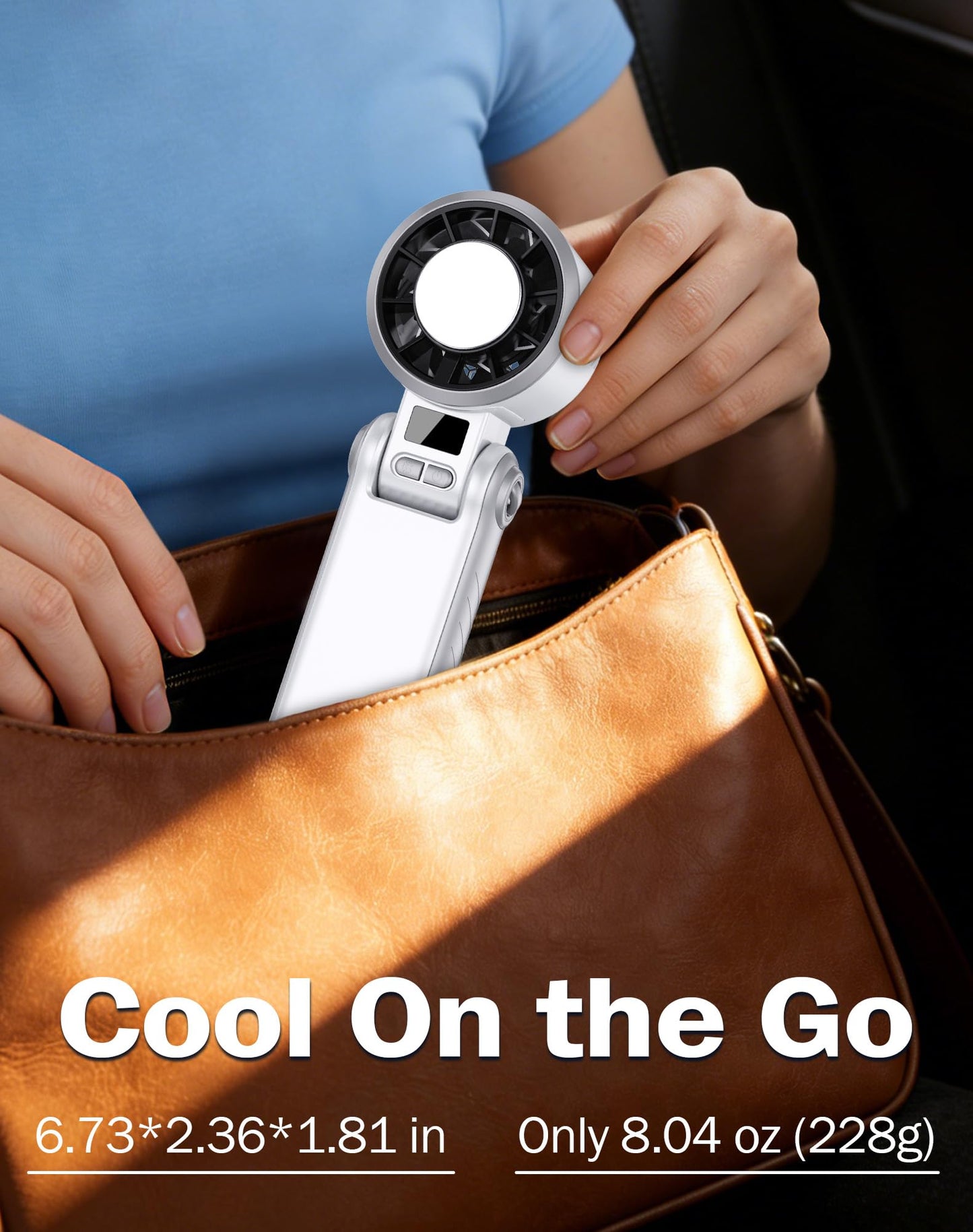 Taiofan Portable Handheld Fan with Cooling Ice Function, Rechargeable Mini Personal Fan, 5 Speeds Strong Wind, Quiet USB Travel Fan for Outdoor, Office, Summer Heat