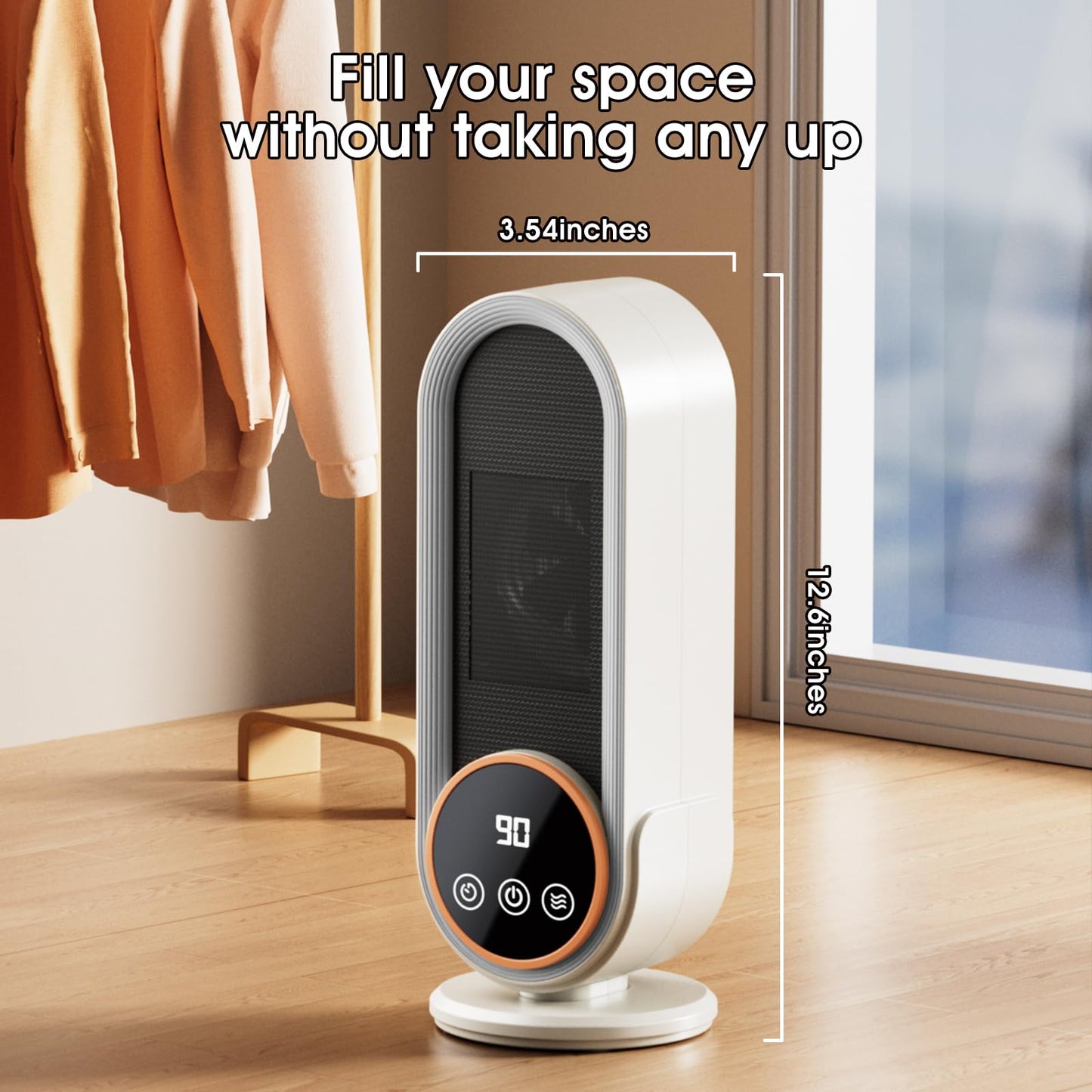 Space Heater Indoor - Energy Efficient Portable Heater with Adjustable Thermostat,1200W PTC Rapid Heating Ceramic Technology with Remote,Intelligent Timing
