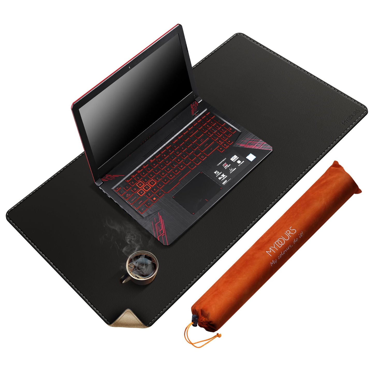 Mydours Dual-Sided PU Leather Desk Mat 31.5"x19.7" - Extra Large Cork Backing Mouse Pad for Office & Home, Premium Writing Surface, Waterproof Computer Desk Pad Protector for Laptop and Keyboard
