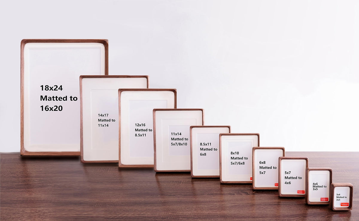 Natural Wood Photo Frames Inspired Tabletop Picture Frame with Mat, Vertical or Horizontal Display (Walnut, 8.5x11 matted to 6x8)