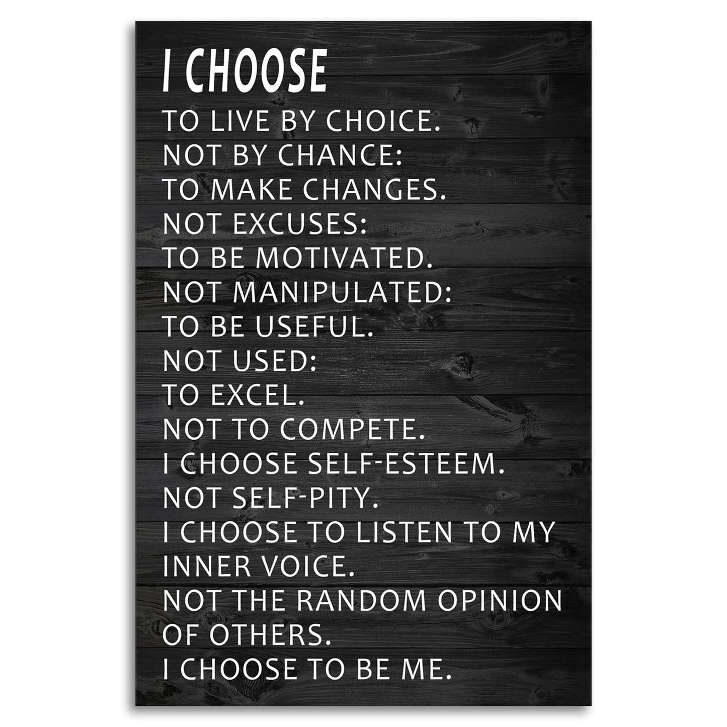 Motivational Canvas Wall Art Inspirational Picture I Choose to Live by Choice Poster Quotes Success Canvas Artwork Print Framed for Home Office Living Room Bedroom Wall Decor[12''W X 18''H]