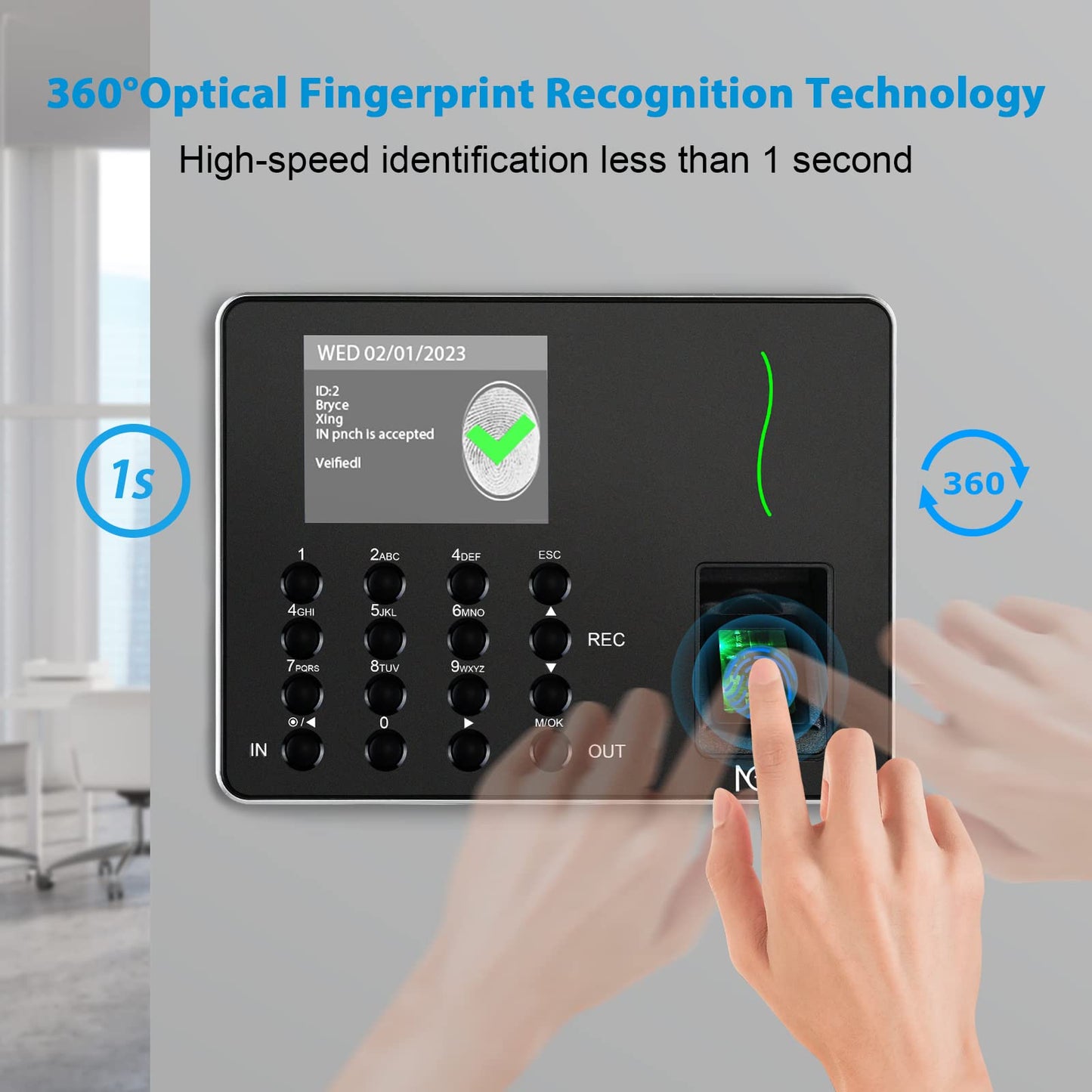 NGTeco Time Clocks for Employees Small Business, W3 2.4GHz WiFi Biometric Fingerprint Time Card Machine, Office Punch Clock Automatic in and Out with iOS/Android App No Monthly Fees