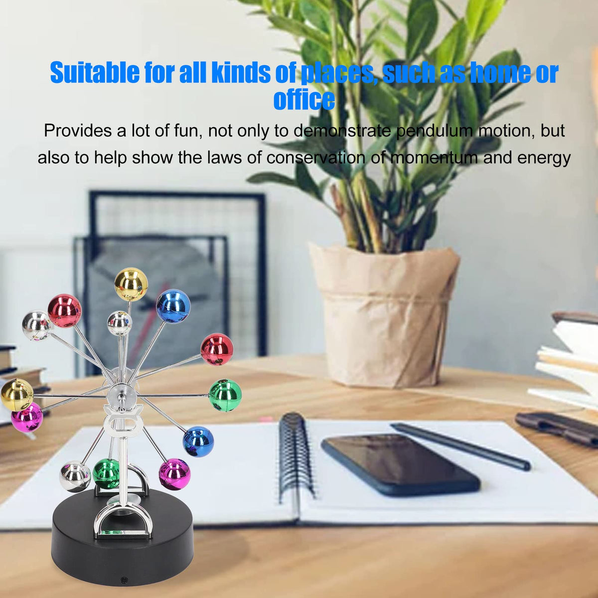 Fnskatzici Electronic Perpetual Motion Machine - Kinetic Art Ferris Wheel Desk - Physics Science Gadget for Office Decor & Stress Relief for Men, Adults(USB/Battery Powered)