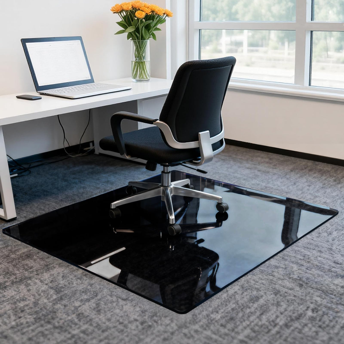 ProsperJoyChant Elasticity Black Clear Chair Mat 36" x 55" - Transparent Protective Floor Mat for Hardwood & Tile Floors, Home & Office Rectangle Hard Floor Protection Mat