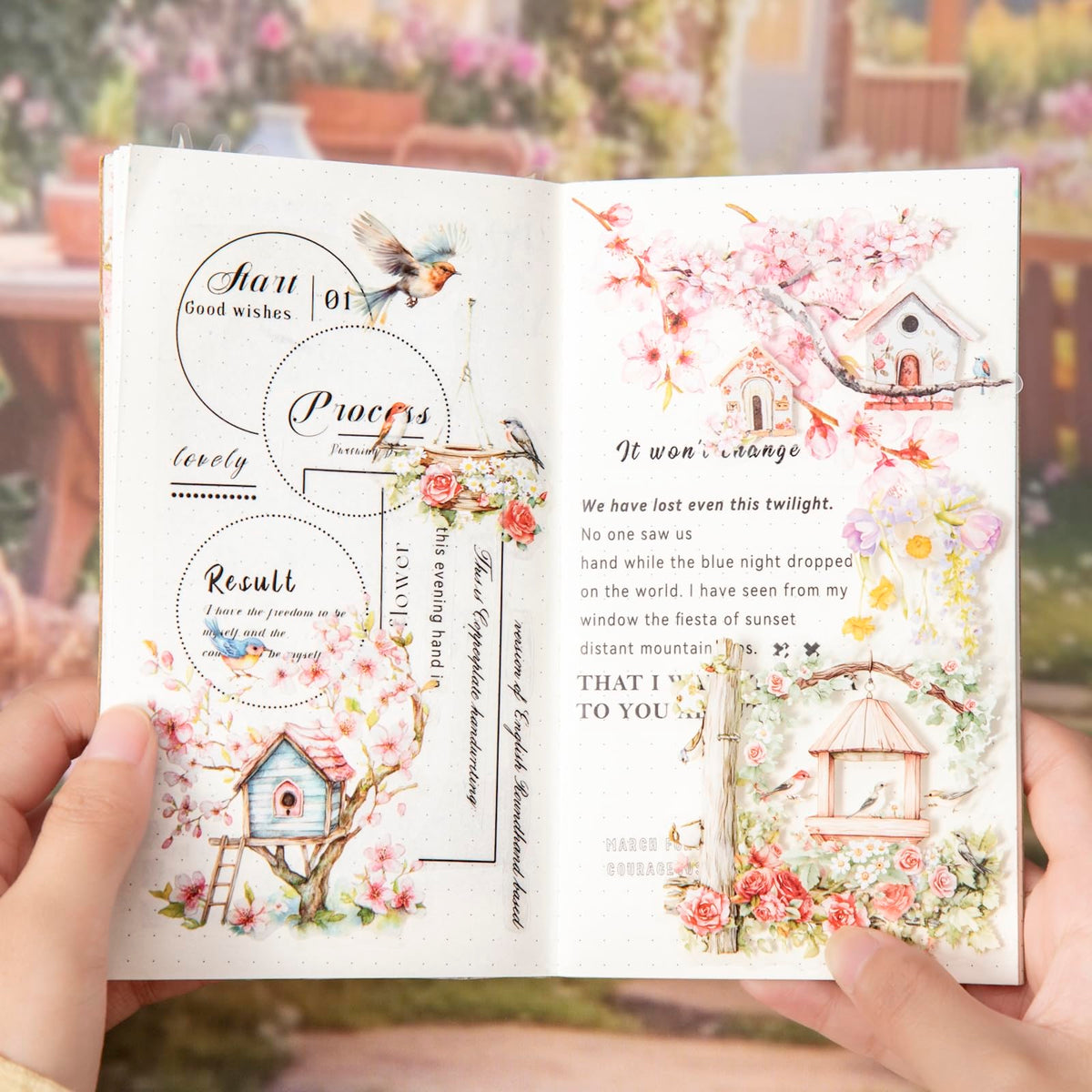 Miyouluna 60PCS Birdhouse PET Stickers, Nature Bird Nest Scrapbook Stickers for Journaling, DIY Crafts and Planner Decoration, Transparent Waterproof Junk Journal Supplies