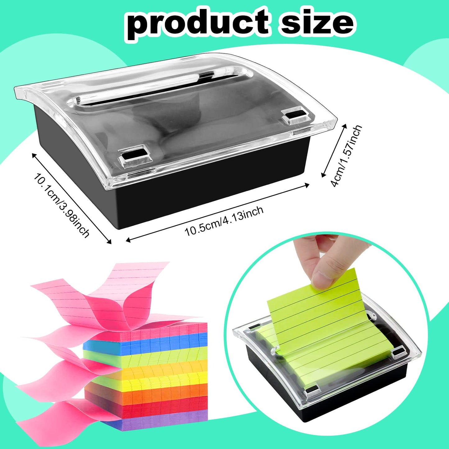 6 Pcs Pop Up Sticky Note Dispenser Sticky Note Holder Pop Up Note Dispenser Transparent Top for 3 x 3 Inch Sticky Notes School Office Home Store Black Base Clear Top