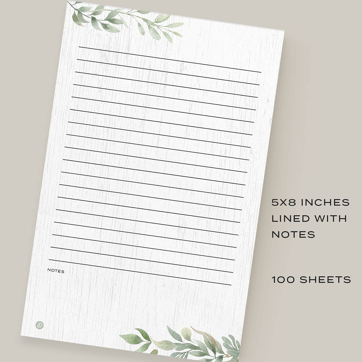Dashleigh Farmhouse Notepad 5x8 Lined, 100 Sheets Rustic Sage Greenery Writing Pad with Tear Off Pages, Thick Paper Desk Notepad for Office and Home - To Do List Pad, Gift for Women, Kitchen Memo Pad