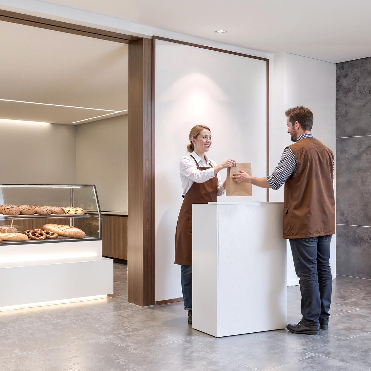 VEVOR Reception Desk, 23.6 inch Rectangular Front Counter Table, Modern Office Reception Desk with Drawer, Small Minimalist Retail Counter Table for Checkout, Lobby, Beauty Salon and Office, White