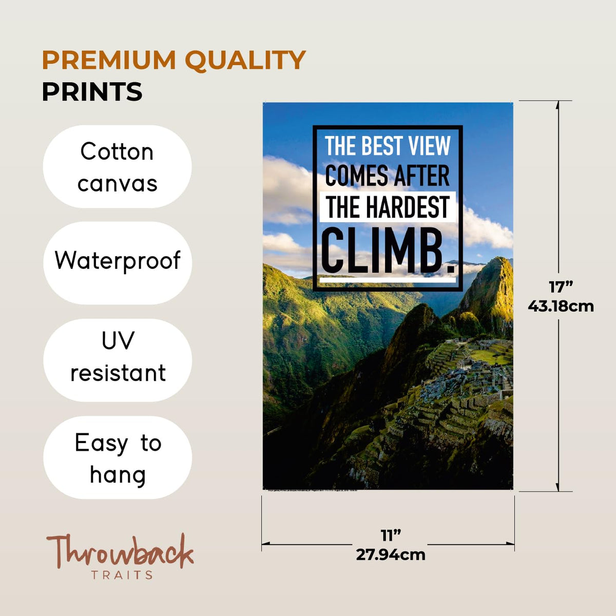 Throwbacktraits Canvas Motivational Wall Art – Set of 6 Inspirational Prints with Uplifting Phrases & Vibrant Images, Eco-Friendly & Framed, Ready to Hang for Office Wall Decor, Living Room & Bedroom Décor
