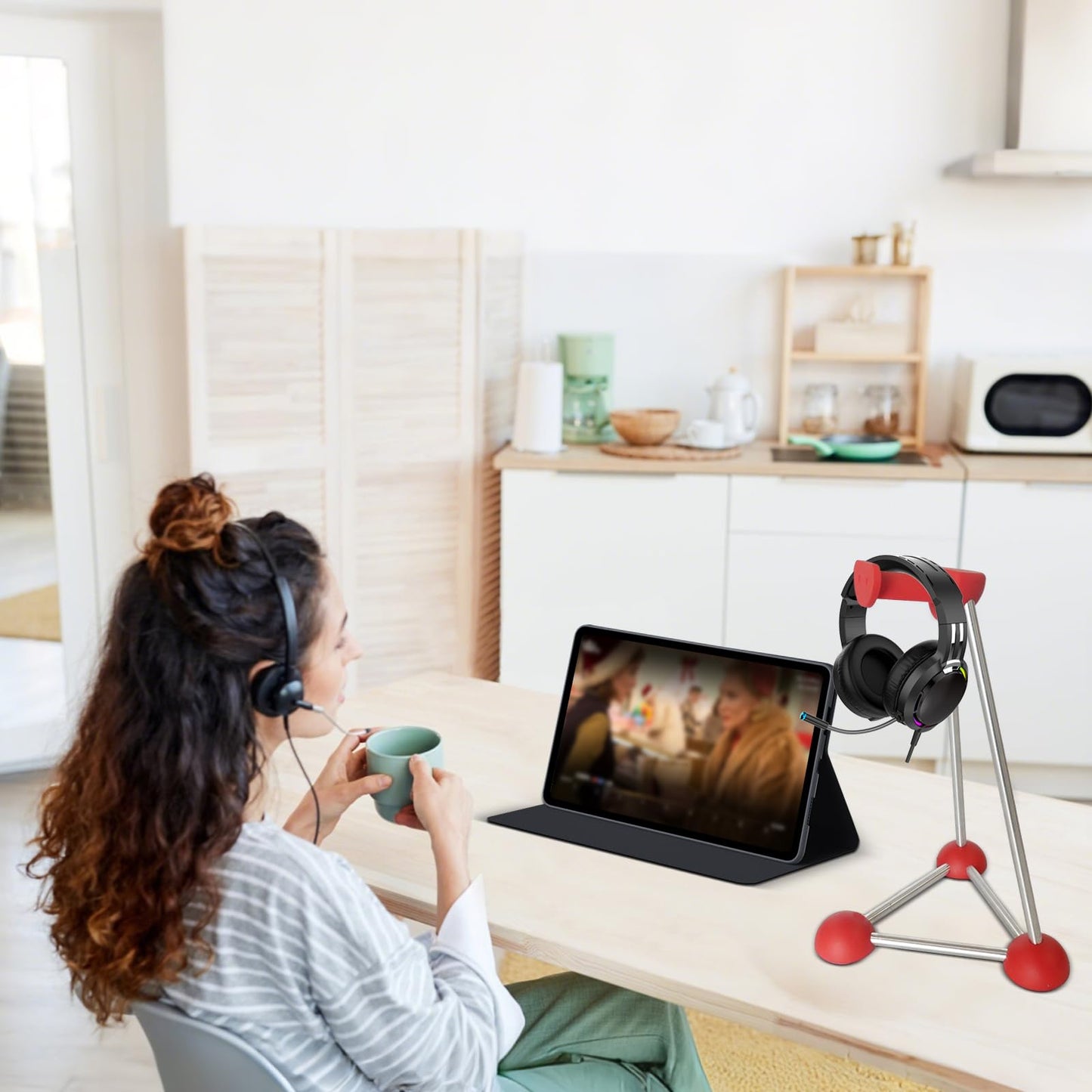 Headphone Stand, Desktop Headset Holder, Desk Earphone Stand, Gaming Headsets, for SteelSeries/Logitech/HyperX/Sony/Beats/Sennheiser/Anker/Xbox, and All Headphones. (red)