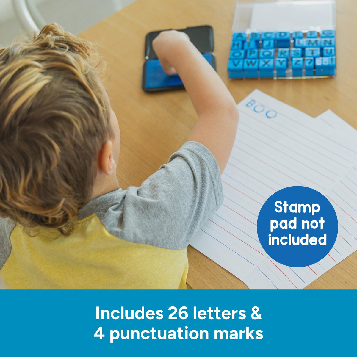 Educational Insights Uppercase Alphabet Stamps 5/8" - School Supplies for Teachers or Homeschool, Preschool Classroom Essentials, Rubber Stamps for Kids Learning Alphabet Letters, ABC Stamp Set