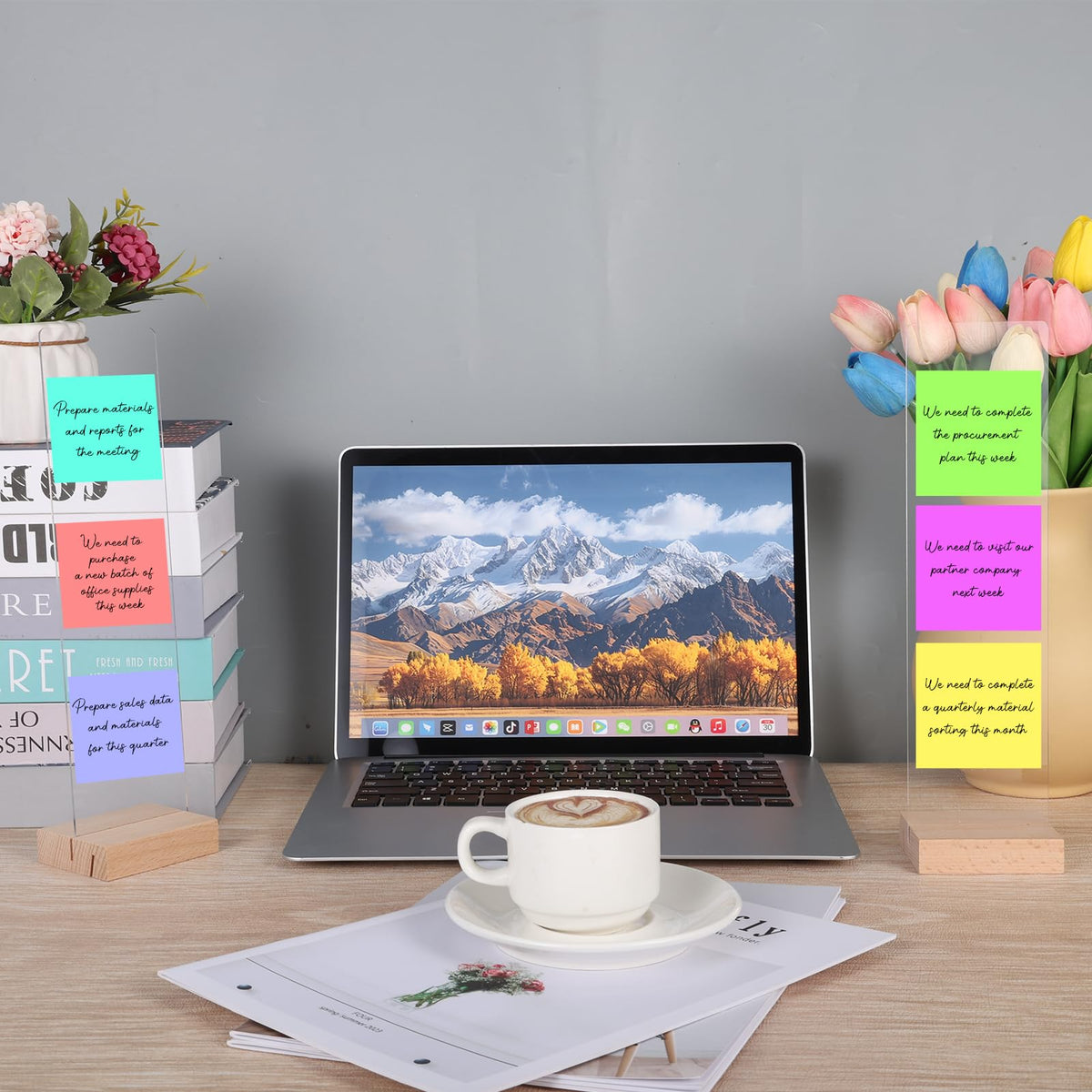 Rainmae 3PCS Monitor Memo Board Acrylic Detachable Sticky Note Holder for Computer Screen Clear Multifunction Portable Memo Message Board Holder Office Desk Accessories Desktop Organization