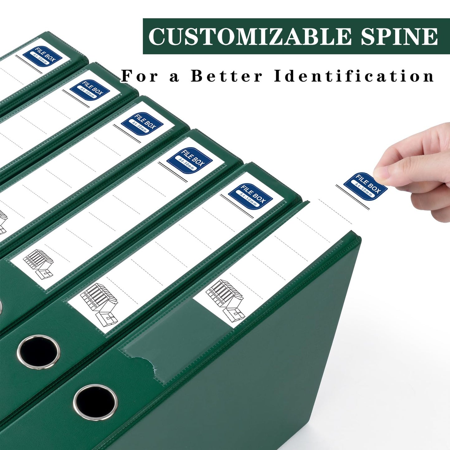 Hotyin Storage File Boxes 6 Pack, Foldable File Boxes with Lid, 50mm Spine, Archives Cases with Magnetic Closure & Clip, Plastic Document File Folder Paper Storage Organizer, Green