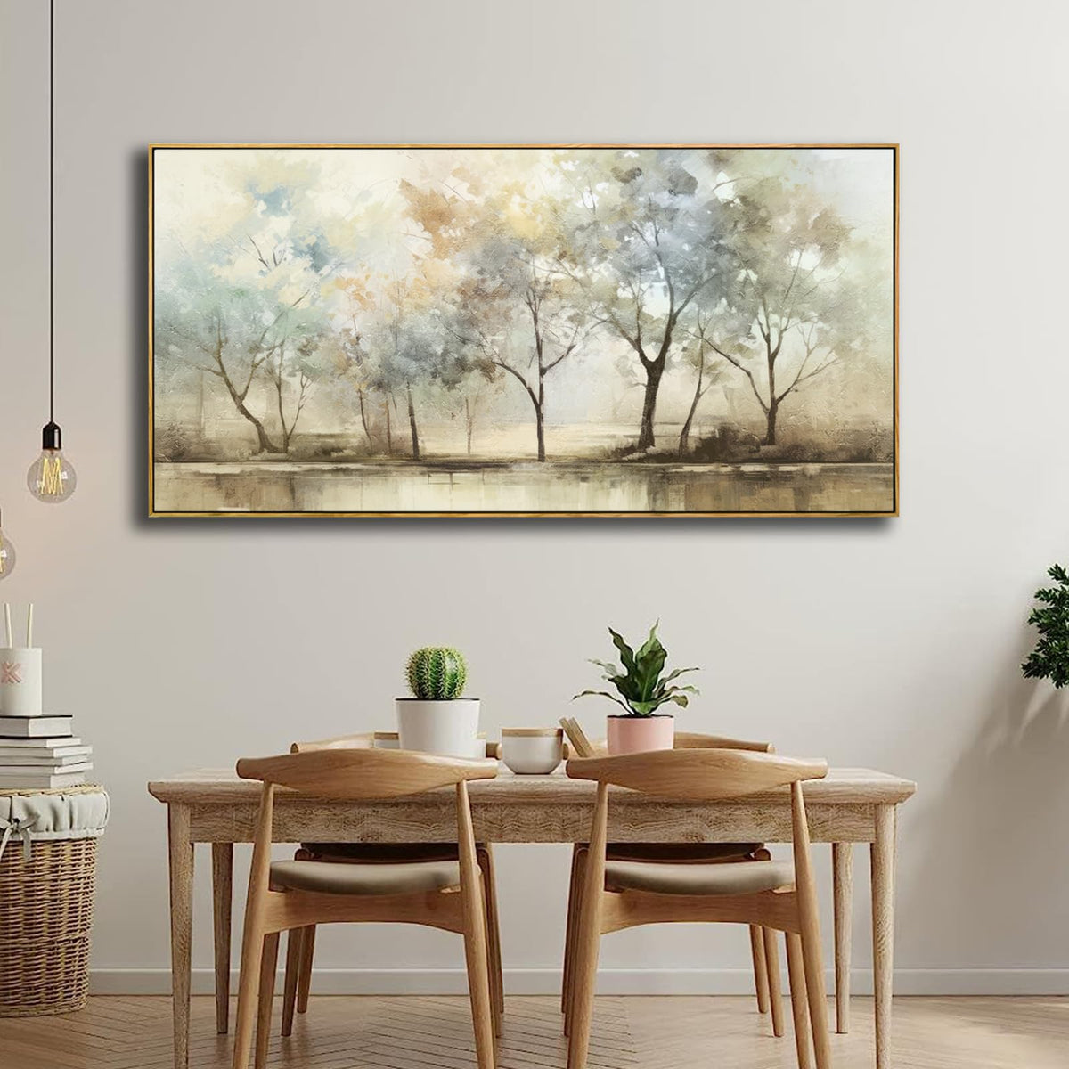 VHMING Abstract Wall Art Artwork Retro Trees Pictures Decor Canvas Painting Framed Ready to Hang Living Room Bedroom and Office Wall Decor 20x40 Inch