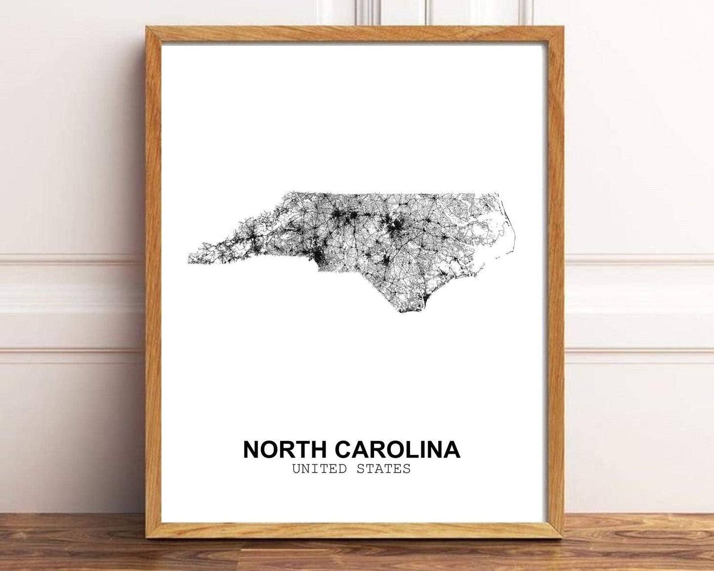 Eleville 8X10 Unframed North Carolina United States Country View Abstract Road Modern Map Art Print Poster Wall Office Home Decor Minimalist Line Art Hometown Housewarming wgn189