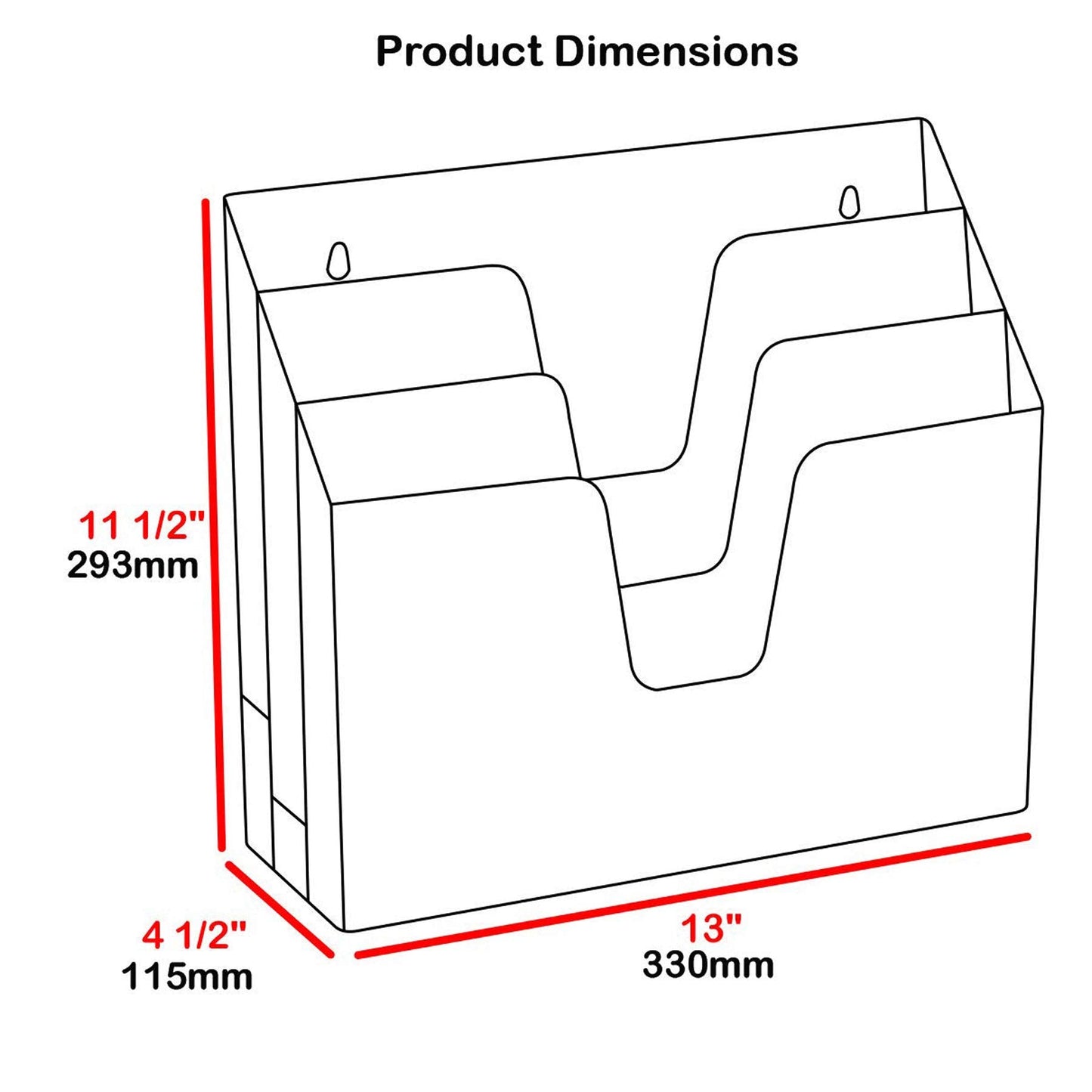 Acrimet Horizontal Triple File Folder Holder Organizer, Open Top Desktop Document Sorter for Letter Size Papers & Folders, Plastic (Solid Green)