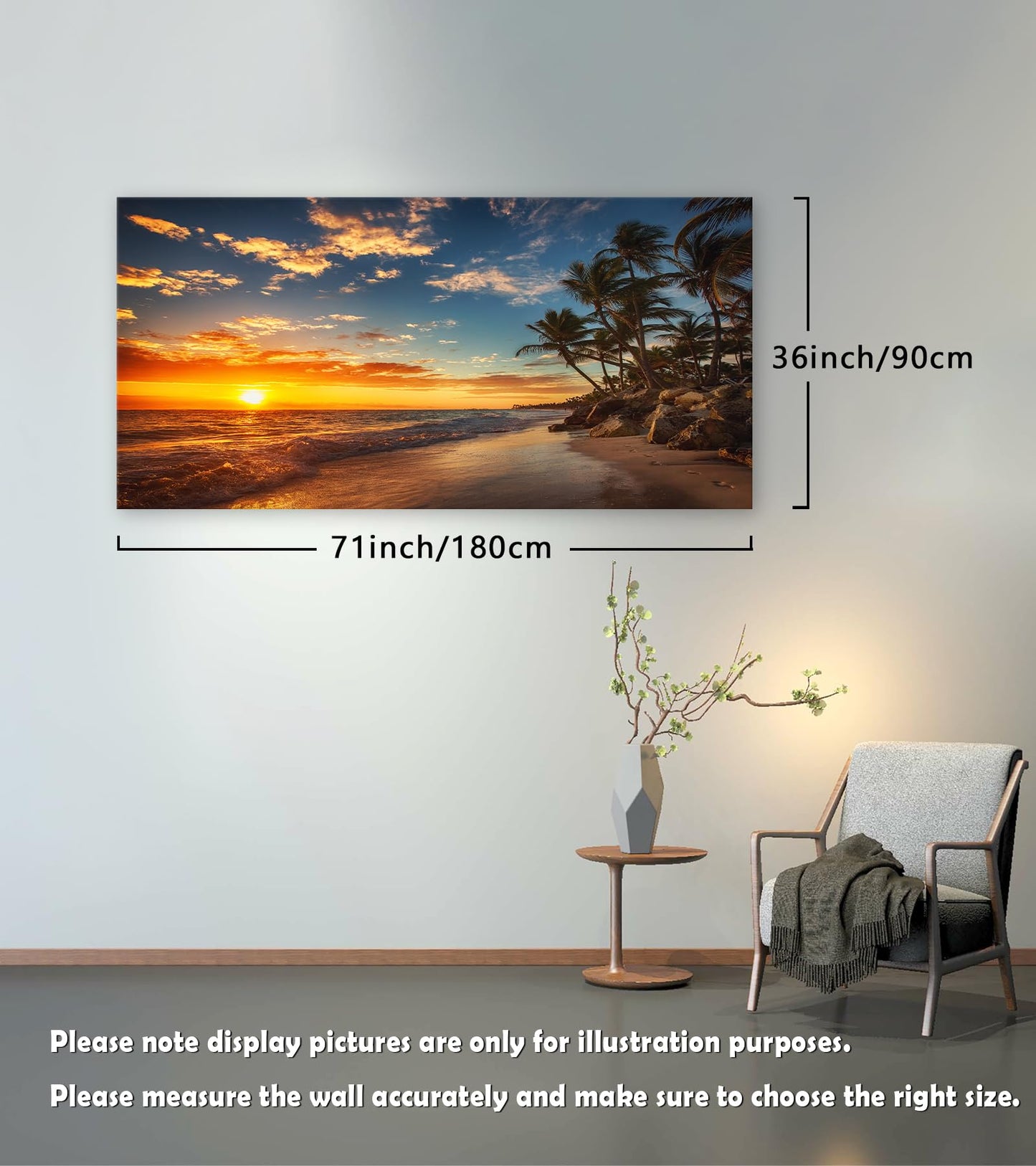 DZL Art S74798 Canvas Painting Print Paradise Tropical Island Beach with Palms Photograph Print Nature Pictures Wall Art Canvas Prints Painting for Living Room Bedroom Decor Office Wall Decor