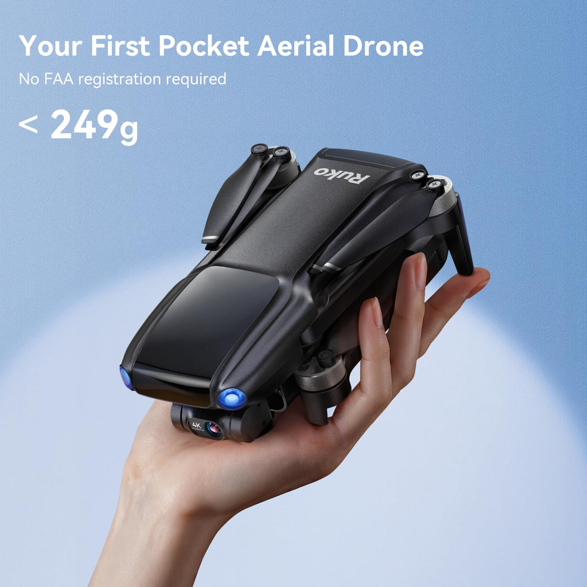 Ruko U11MINI 4K, Drones with Camera for Adults 4K Video 8K Photo, Under 249g, 3-Axis Gimbal EIS, 20000ft FPV Transmission, AI Takeoff/Landing, Auto Return, GPS with Beeper, Beginner (96-Min Flight)