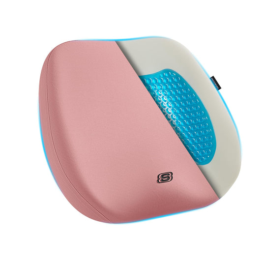 Skechers Seat Cushion Premium Gel & Memory Foam-Office Chair Cushion for Tailbone Pain Relief,Butt Pillow for Office Chair,Car seat Cushion,Long Sitting Office Workers,and Car Drivers,Pink