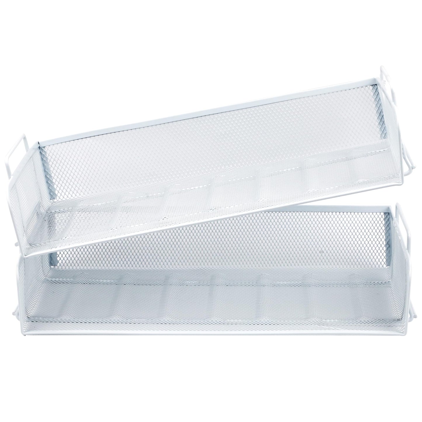 EASEPRES 2 Pack Stackable Desk Paper Tray, Metal Mesh Desktop Document Letter File Organizer for Office Home School, 13.5'' L x 9.75'' W x 5.5'' H, White