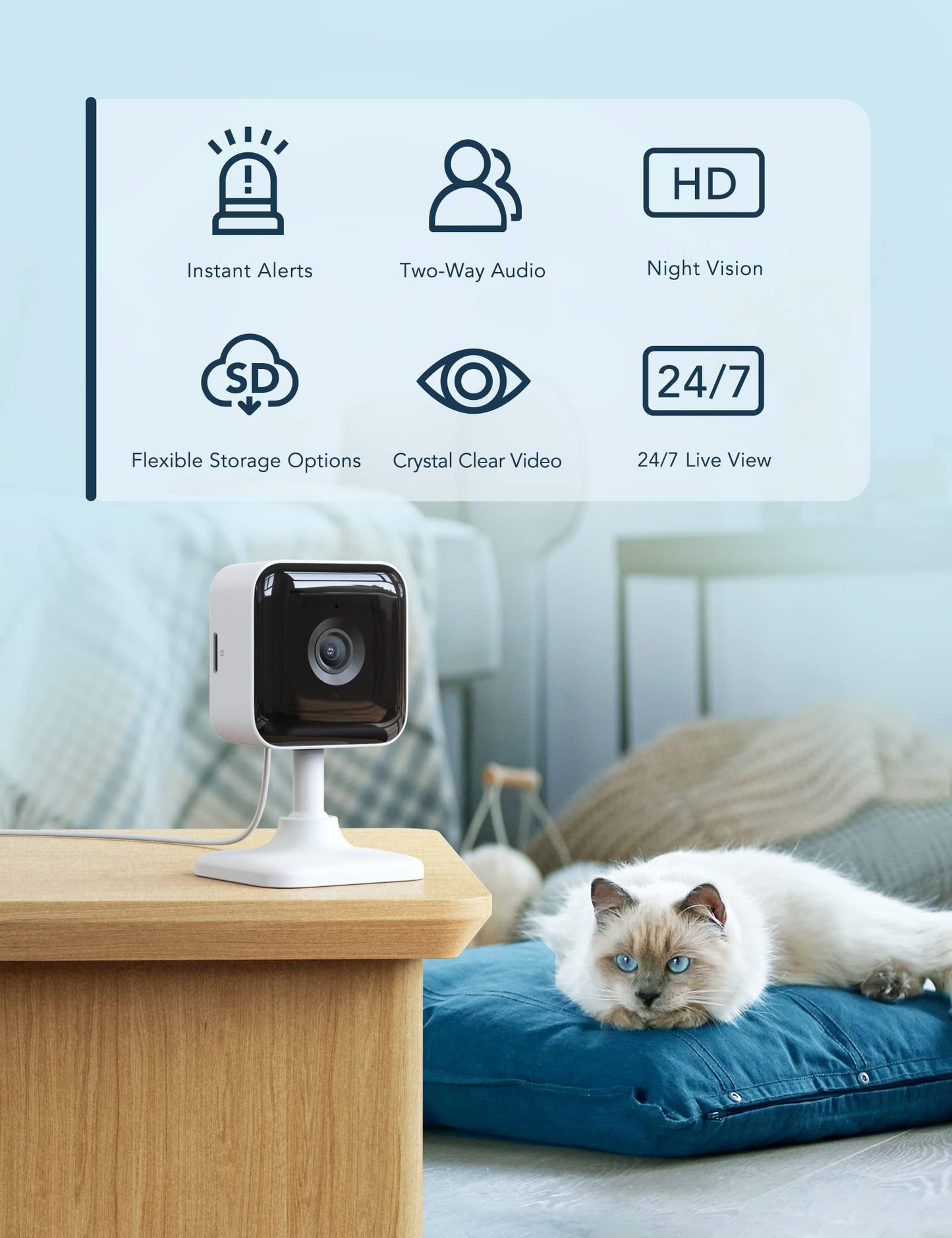 GNCC 2K Indoor Security Camera, 2 Packs Cameras for Home Security Wi-Fi Cameras, Motion/Sound Detection, Night Vision, 2-Way Audio, Real-Time Alert, Cloud & SD Card Storage, 2.4G WiFi Only