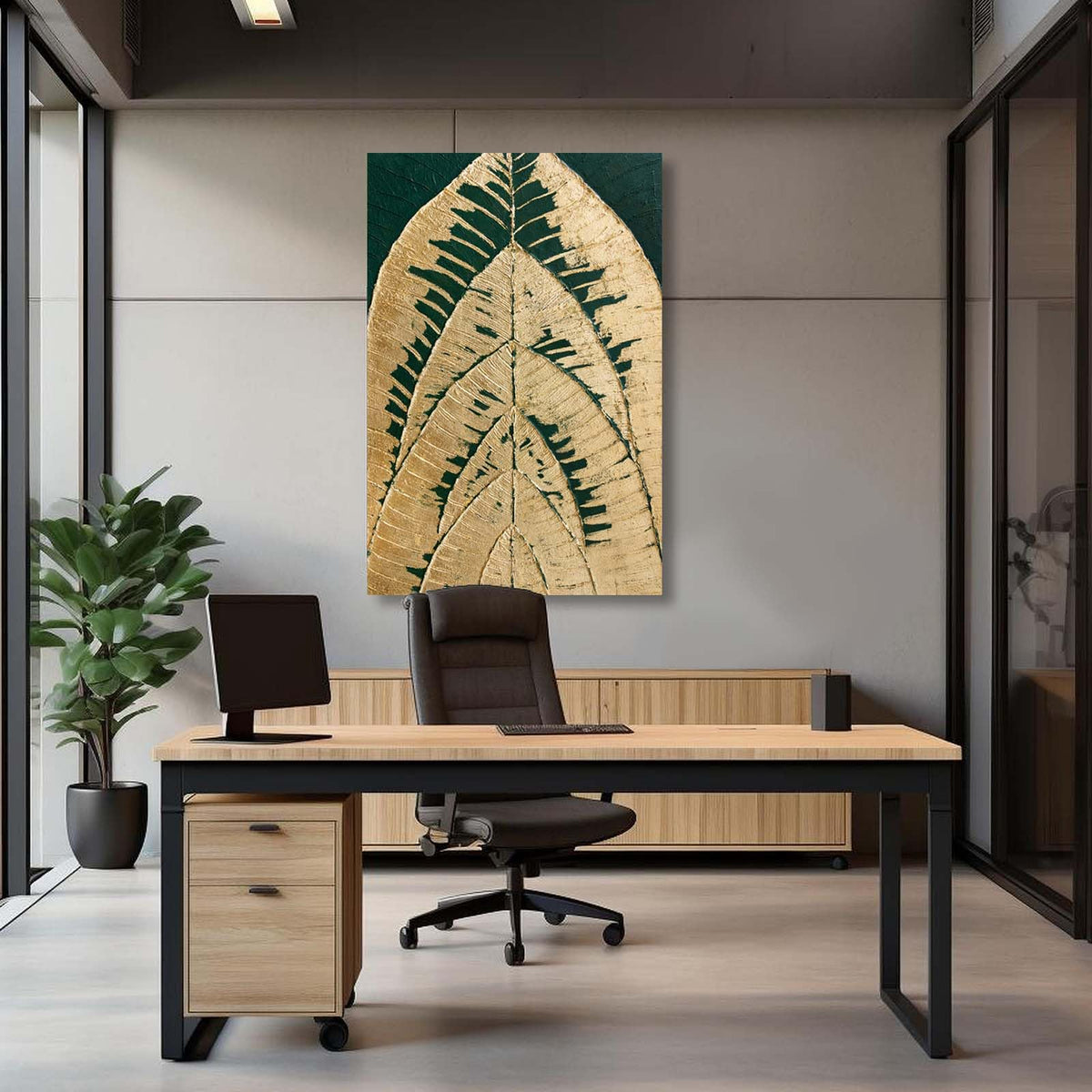 SOUGUAN Abstract Paintings Wall Decor Black and Gold Wall Pictures Modern Wall Art 24"x36" Artwork for Office Artwork for Dining Room Area