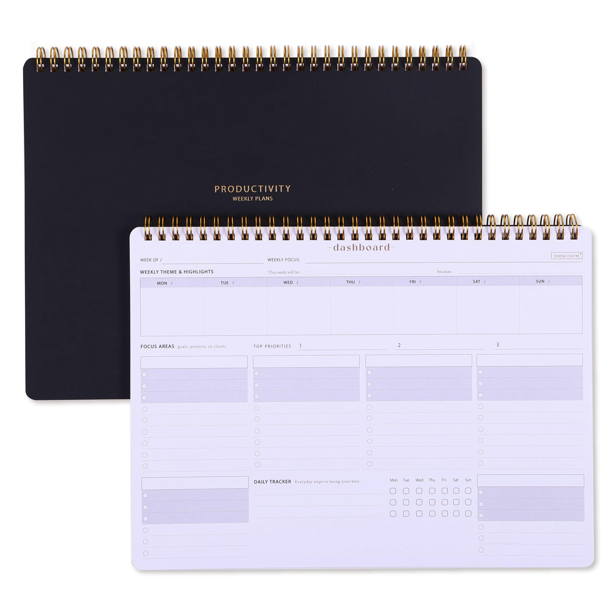 Weekly Desk Planner Monday Start - Dashboard Desk Pad Ideal for Project Manager, Business Owner, Freelancer, and Multitaskers to Achieve Goals - Spiral Productivity Journal