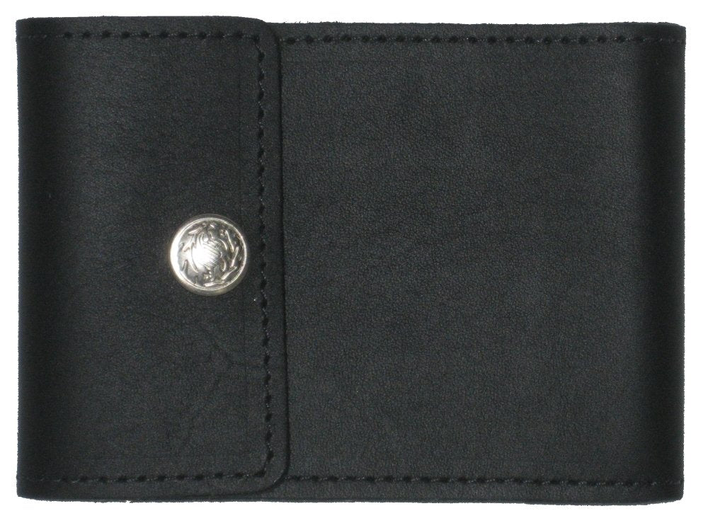 Black Leather Checkbook Cover for End-Stub Wallet Checks