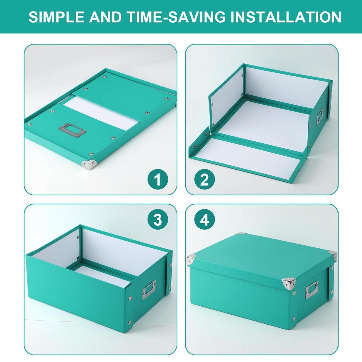2 Pcs Checks Storage Box with Lid Document Boxes Banker Boxes Lake Green Document Bin Snap Close Receipt Box Storage Foldable Cardboard Record Boxes For Files Orangize Books Files Envelope 12"x10"x5"