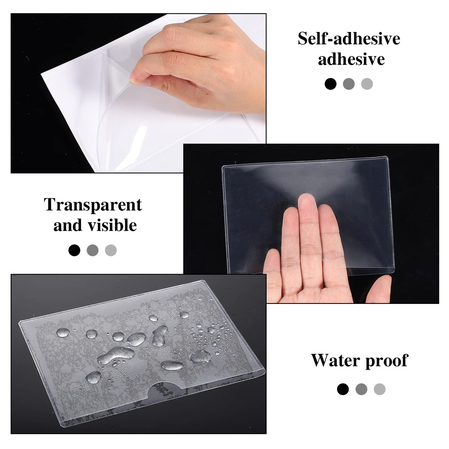 36 Pack 3" x 5" Index Card Holder Adhesive Plastic Label Holders Clear Tote Bag Labels Stickers for Organizing Storage Bins Library Card Shelves