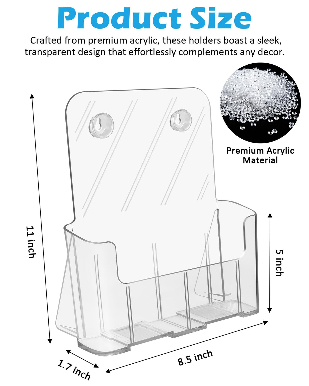 Sahasea Acrylic Brochure Holder, 4 Packs Brochure Holder 8.5 x 11, Flyer Holder for Business, Clear Brochure Display Stand for Pamphlet Paper Literature Document Magazine Menu, Table Desk Wall Mount
