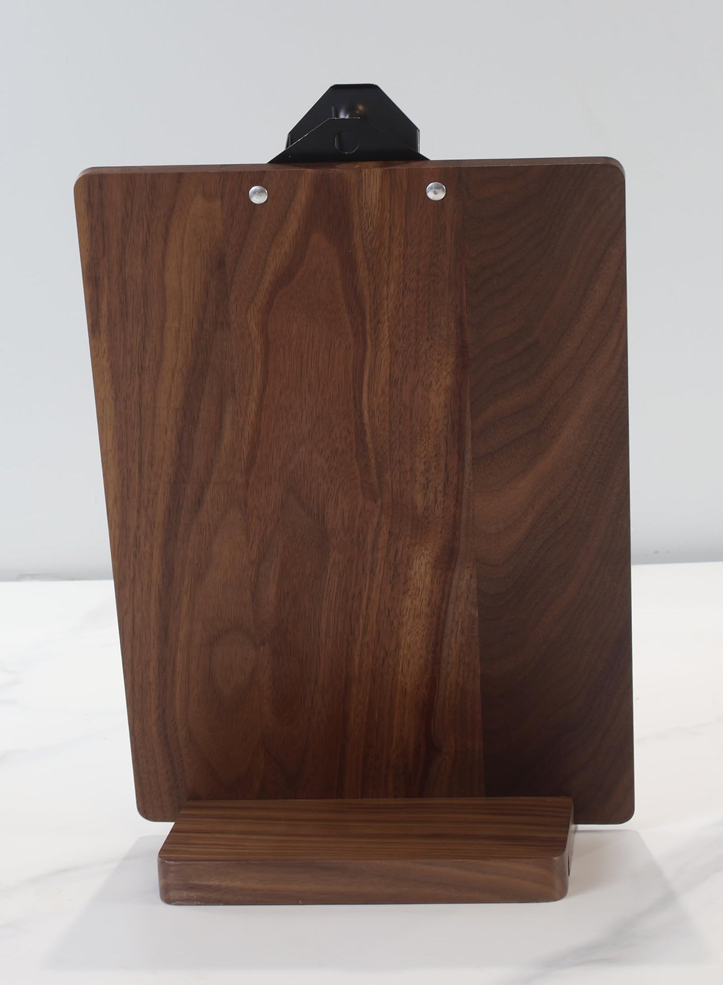 Solid Hardwood Walnut Clipboard with Stand,Wooden Menu Holder for Restaurant,Tabletop Display Stands,Bar Countertop Receipt Holder,Standing Clip Boards 8.5x11 with High Capacity Metal Clip