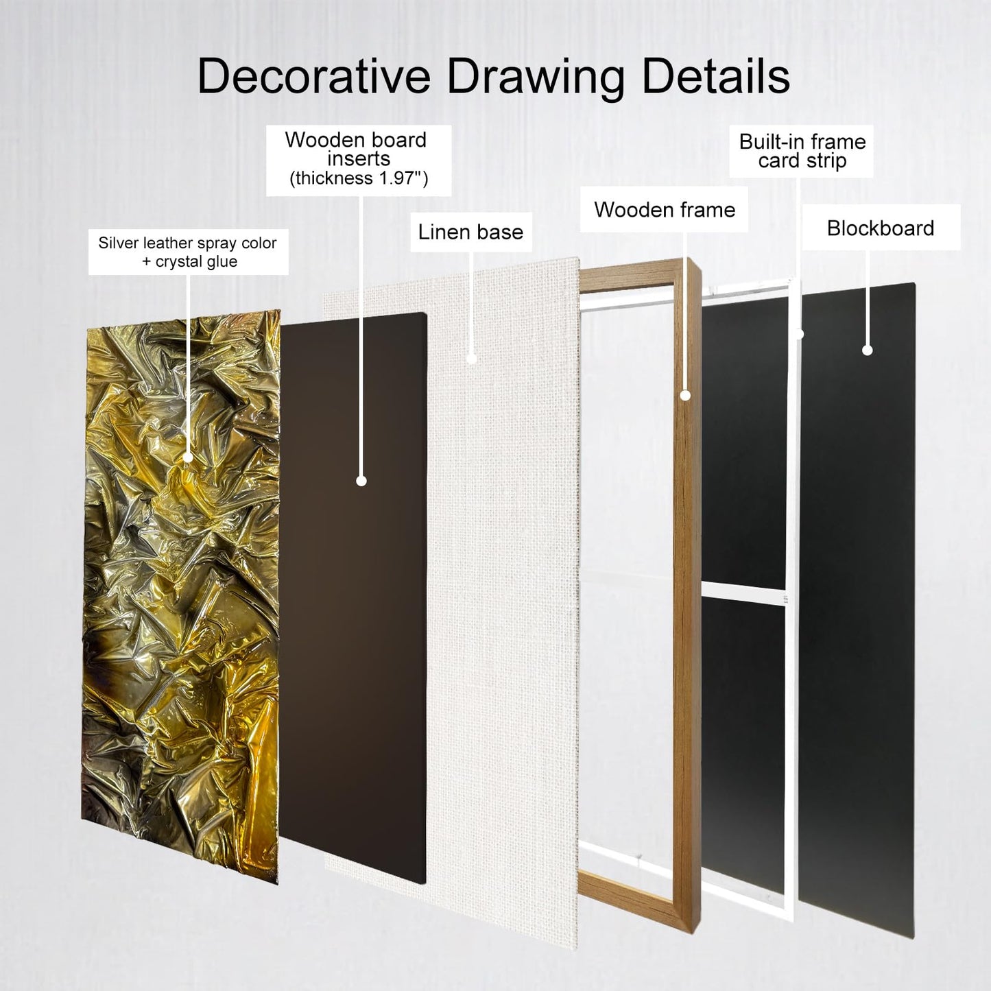 BrightA Liquid gold texture leather 3D wall art with double-sided hanging gold and silver texture reliefs, suitable for enterprise walls (horizontal/vertical) 47.2"x23.6"