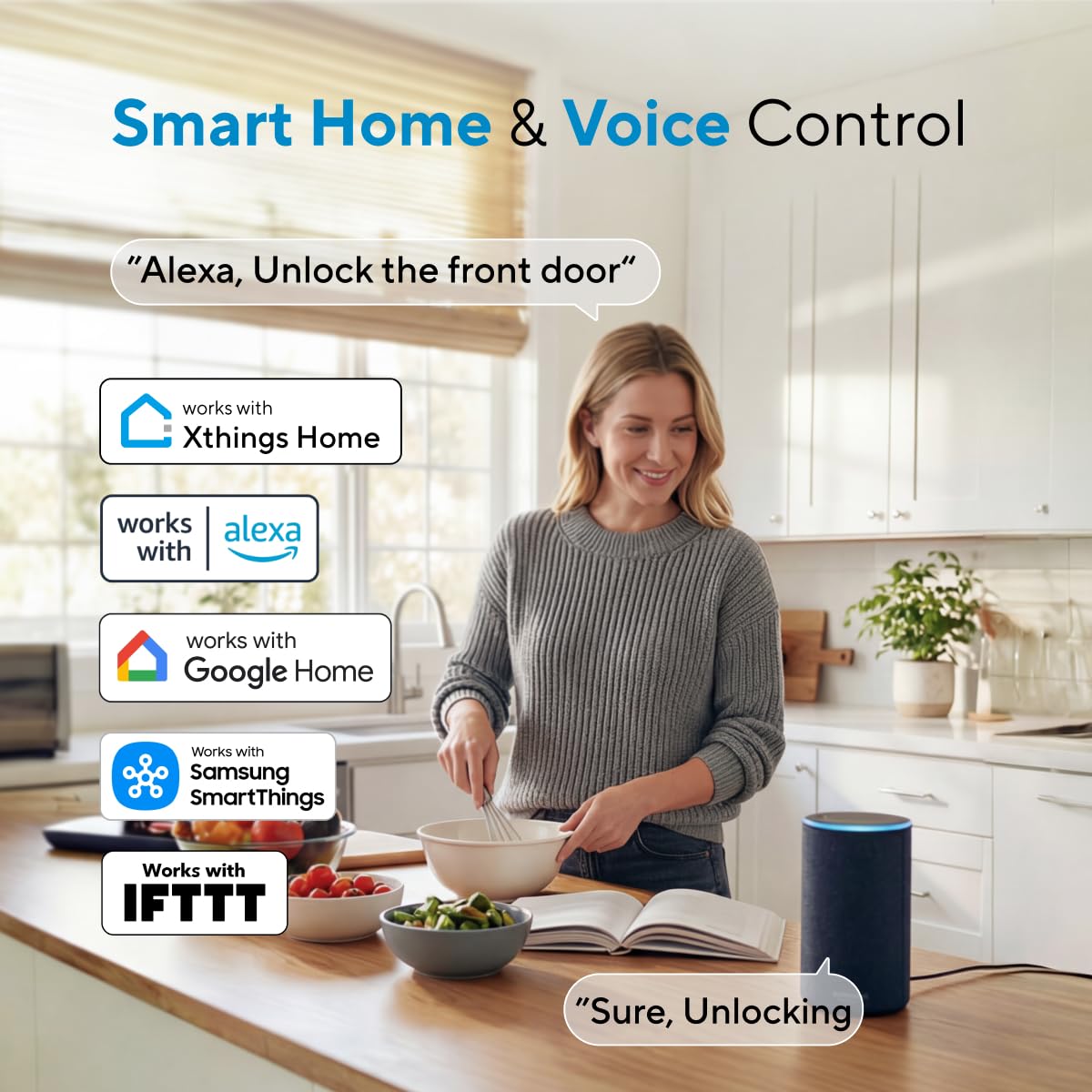 ULTRALOQ U-Bolt WiFi Smart Lock with Door Sensor, Built in Wi-Fi Keypad Deadbolt Lock for Front Door, Remote Control, Auto-Lock, Compatible with Alexa, Google, SmartThings, Easy Install, Matte Black