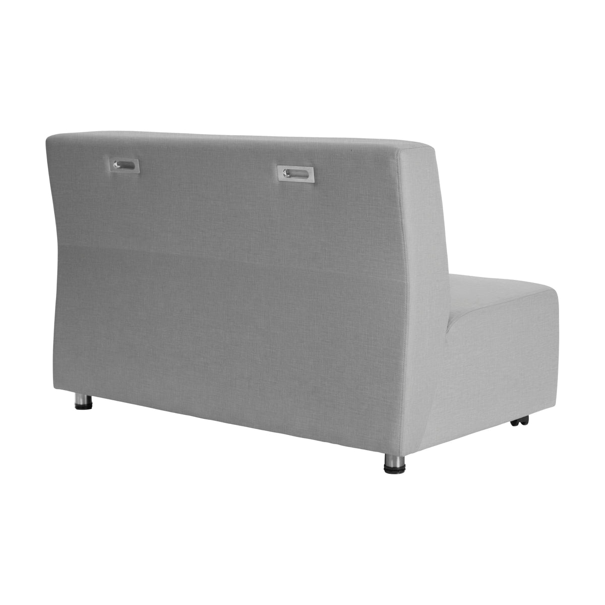 Factory Direct Partners FDP Pro Series Upholstered Armless Mobile Sofa with Locking Casters for Portability Commercial Seating for Hotel Lobby, Office, Restaurant, Waiting Room, Home - Slate Gray