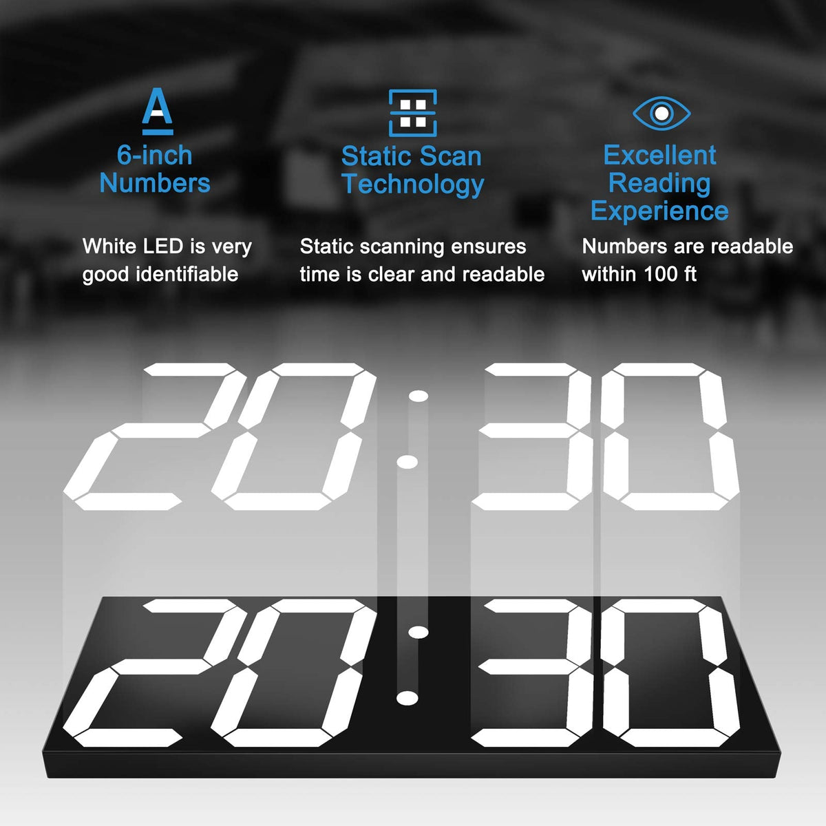 CHKOSDA LED Large Digital Wall Clock, Oversize Wall Clock with 6” Numbers, Remote Control Count up/Countdown Timer Clock, Auto Dimmer, Big Calendar and Thermometer(White)