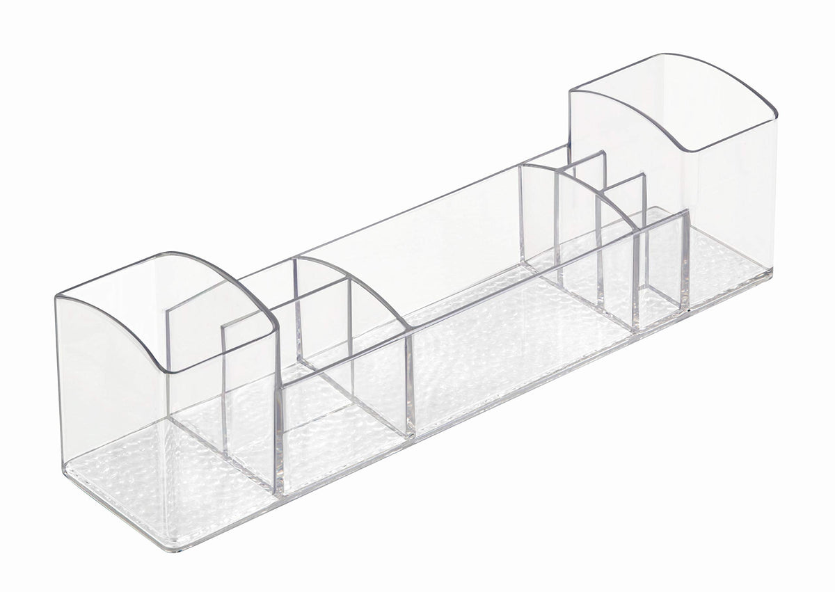 iDesign 43030 Med+ 12" Plastic Divided Vanity Medication and Bathroom Accessory, 12" x 3" x 3.5", Multi-Level Organizer
