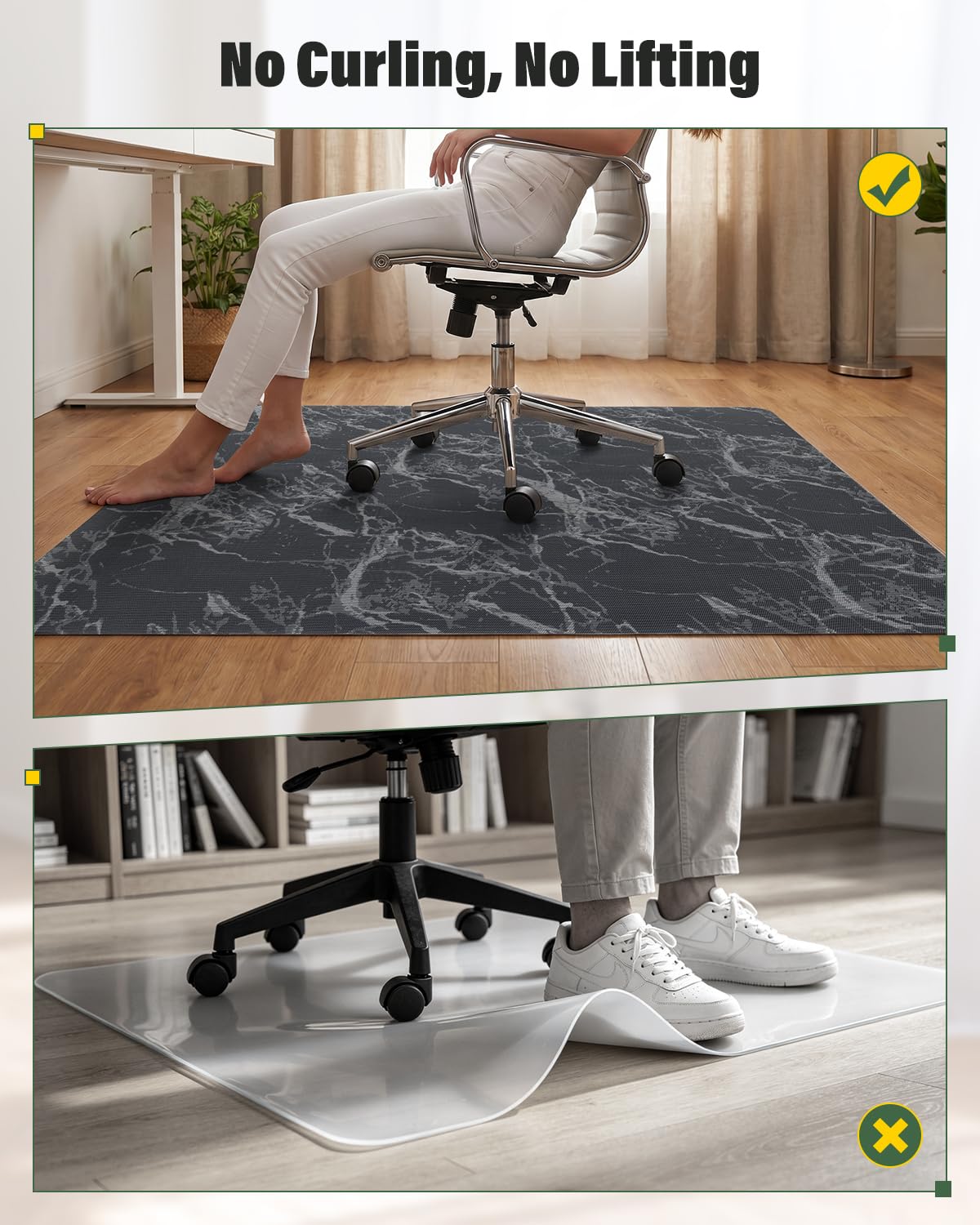 Asrug Office Chair Mat for Hardwood Floor 36" x 48" Desk Computer Chair Mat for Rolling Chair PVC Plastic Durable Non-Slip Under Desk Rug,Hard Floor Protector for Office Home, Gray Marble Design Mat